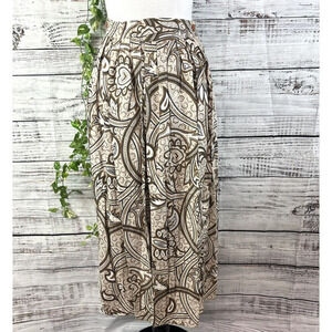 Vintage Personal Skirt size 12 Brown Gray Paisley Midi A Line Modest 80's 90's